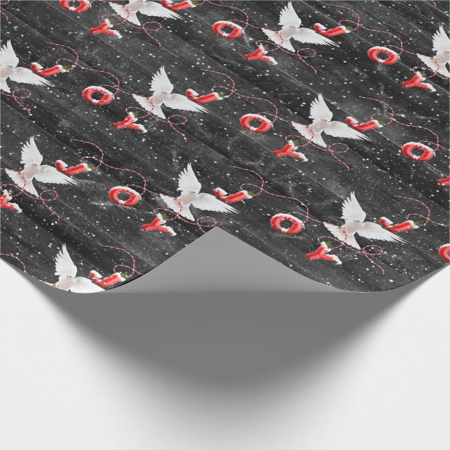Weihnachts-Joy-Taube auf Holzschutzpapier Geschenkpapier (Ecke)
