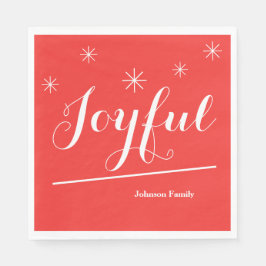 Weihnachts Joyful Custom Familienname Niedlich Red Serviette