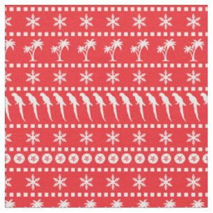 Weihnachts-Jumper-Muster von Papageien und Palmen Stoff