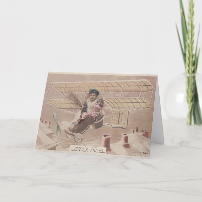 Weihnachts-Junge fliegen Fantasie Feiertagskarte (Vorderseite)