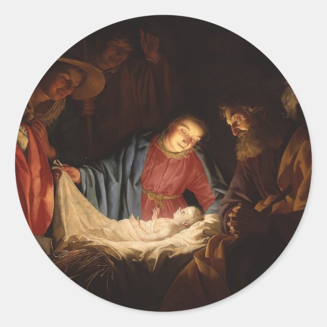 Weihnachts-Jungfrau Mary St. Joseph Jesus Krippe Runder Aufkleber (Vorderseite)