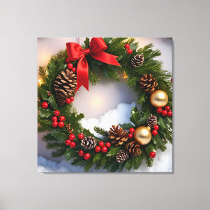 Weihnachts-Käfer Pine Red Ribbon Snow Leinwanddruck
