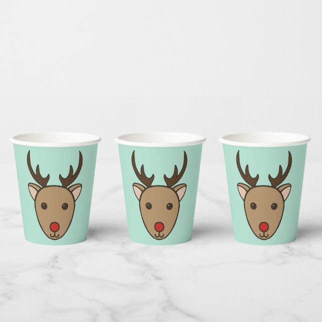 Weihnachts-Kaffeepapier Rentier Pappbecher (Multi)