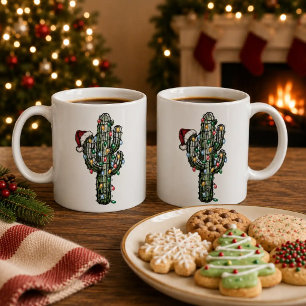 Weihnachts-Kaktus mit Lichtern Kaffeetasse