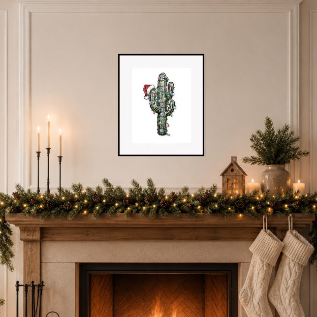 Weihnachts-Kaktus mit Lichtern Poster (Bring quiet holiday charm to your home.)