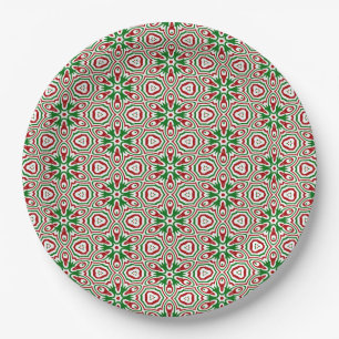 Weihnachts-Kaleidoskop-Muster Pappteller