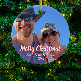 Weihnachts-Kalligrafie rot/weiß Paare Personalisie Keramik Ornament