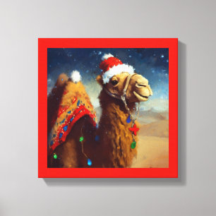 Weihnachts-Kamel 3 auf Stretch-Leinwand Leinwanddruck