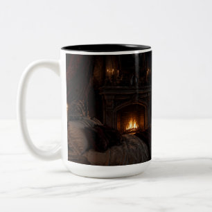 Weihnachts-Kamin-Schlafzimmer Schwarze Tasse