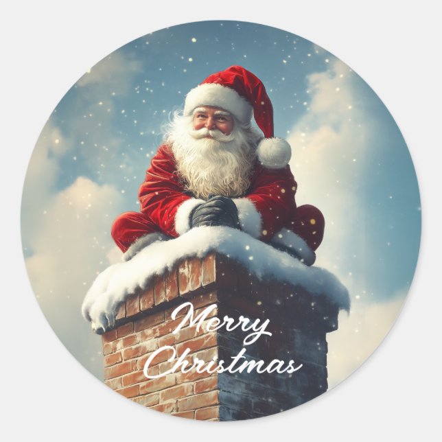 Weihnachts-Kaminpause: Ein Winterlächeln Runder Aufkleber (Vorderseite)