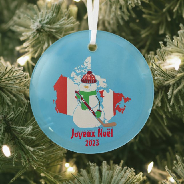 Weihnachts-Kanadischer Flaggenschneemann Ornament Aus Glas (InSitu)