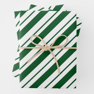 Weihnachts-Kandiszucker-Streifen in Grün und Weiß Geschenkpapier Set