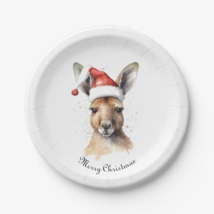 Weihnachts-Kangaroo, anpassbar Pappteller
