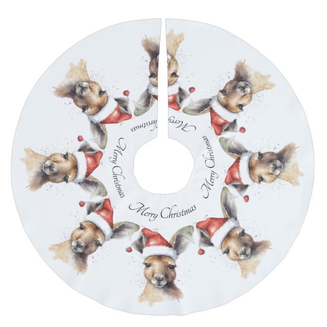 Weihnachts-Kangaroo, anpassbar Polyester Weihnachtsbaumdecke (Vorderseite)