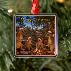 Weihnachts-Känguru-Camping Ornament Aus Metall