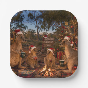 Weihnachts-Känguru-Camping Pappteller