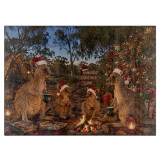 Weihnachts-Känguru-Camping Schneidebrett
