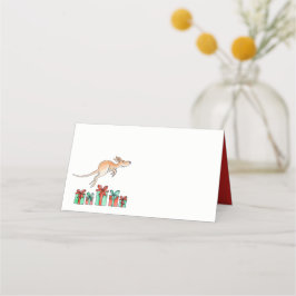Weihnachts-Känguru-Jump Aquarellkunst Platzkarten