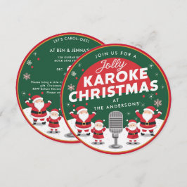 Weihnachts Karaoke Party Gesang Santa Vinyl Record Einladung