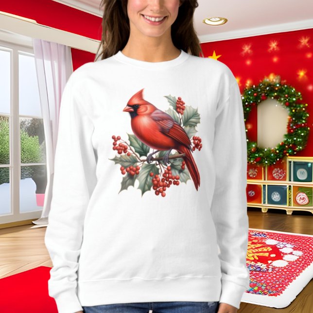 Weihnachts-Kardinal Aquarell Sweatshirt (Von Creator hochgeladen)