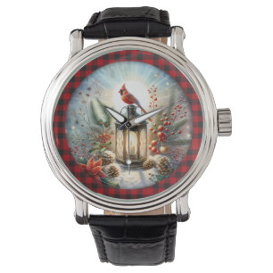 Weihnachts-Kardinal Erinnern Liebe eine Laterne Armbanduhr