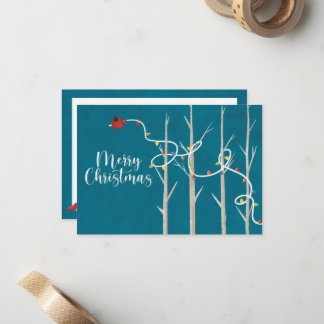 Weihnachts-Kardinal-Flachbildschirm - Aquamarin Mitteilungskarte