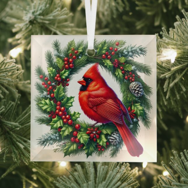 Weihnachts-Kardinal Glasdekoration Ornament Aus Glas (Insitu)