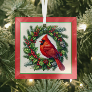 Weihnachts-Kardinal Glasdekoration Ornament Aus Glas
