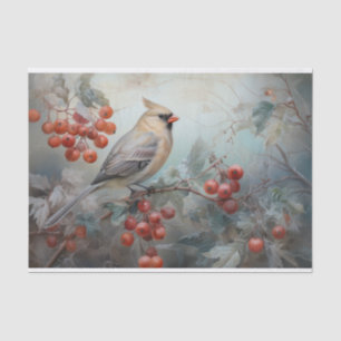 Weihnachts-Kardinal Holly Berry im Winter Decoupag Seidenpapier