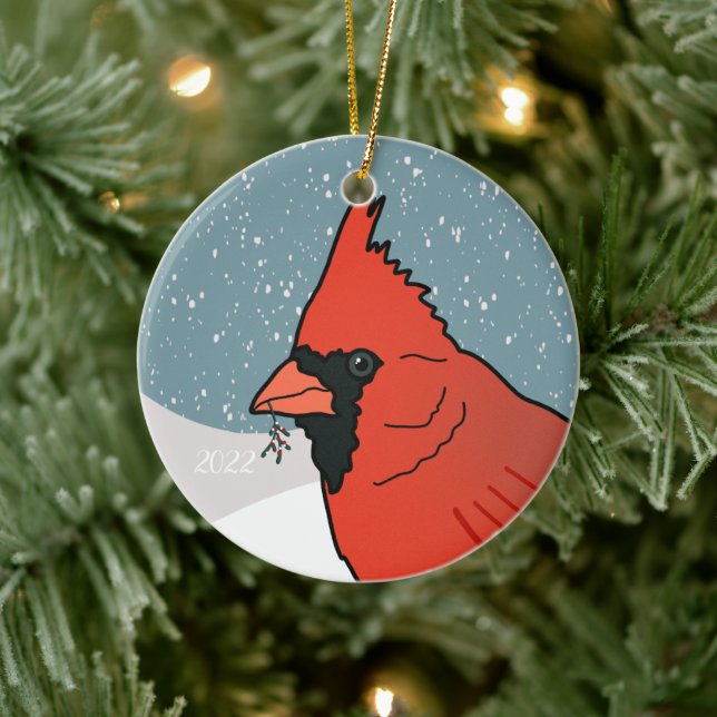 Weihnachts-Kardinal Keramik Ornament (Baum)