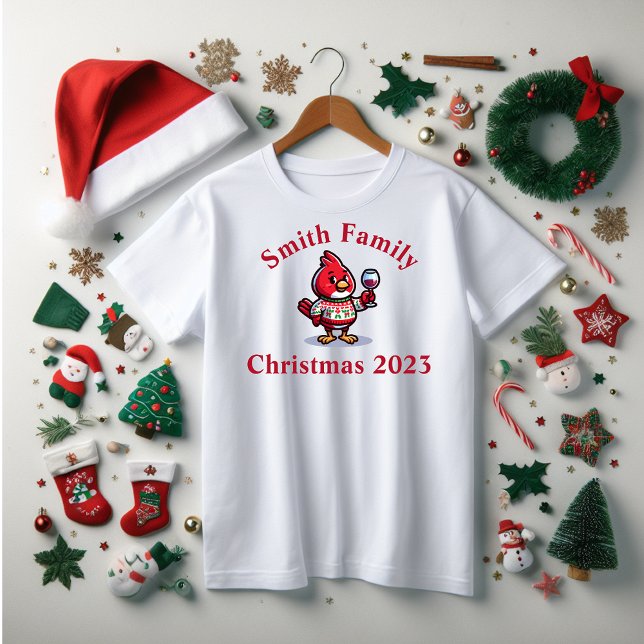 Weihnachts-Kardinal lustiger T - Shirt (Customizable family tee shirt for fun 2023.)