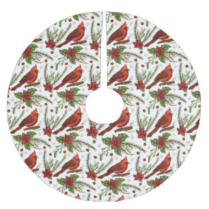 Weihnachts-Kardinal Pinseled Polyester Tree Skirt Weihnachtsbaumdecke