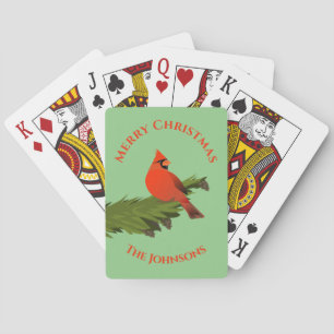 Weihnachts-Kardinal Roter Vogel Grüne Spielkarten