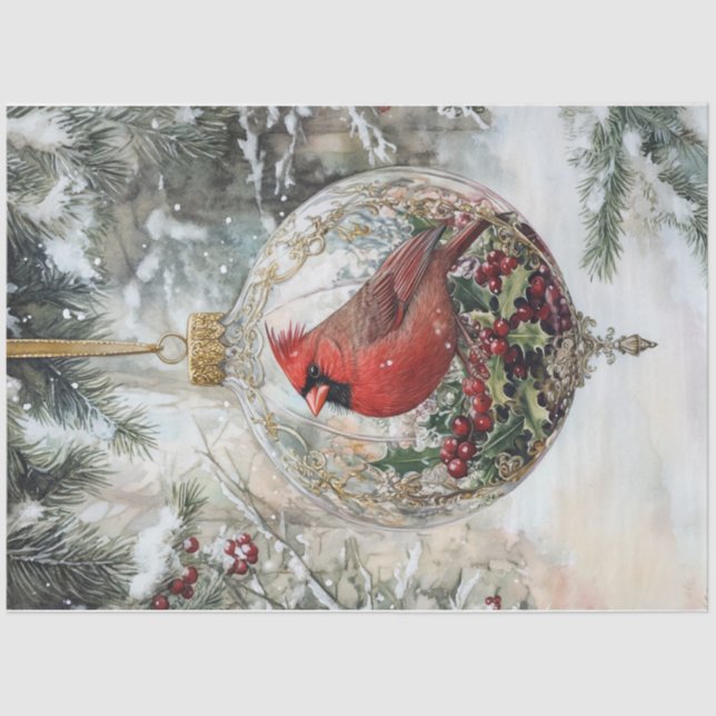 Weihnachts-Kardinal Seidenpapier (Vorderseite)