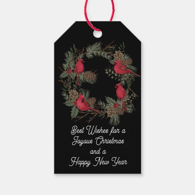 Weihnachts-Kardinal und Geschenktasten Geschenkanhänger (Vorderseite)