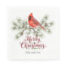 Weihnachts-Kardinal Urlaubspapier Napkin