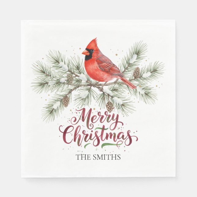 Weihnachts-Kardinal Urlaubspapier Napkin Serviette (Vorderseite)