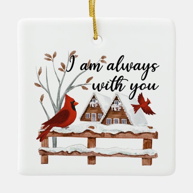 Weihnachts-Kardinal Verlust von Mann immer bei Ihn Keramikornament (Vorderseite)