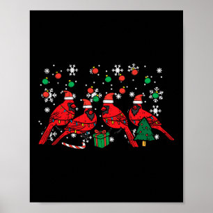 Weihnachts Kardinal Vögel Santa Süß Xmas Männer Fr Poster