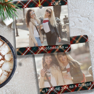 Weihnachts-Karo-Glück ist Du als Freund 2 Foto Keramikornament