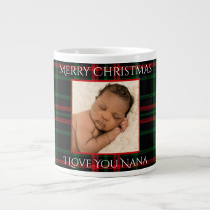 Weihnachts-Karo Ich liebe dich Nana Dein Foto Jumbo-Tasse