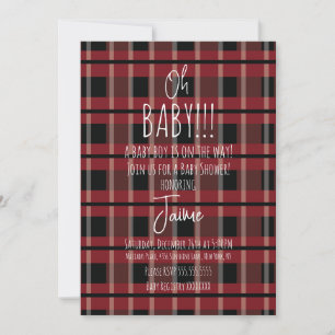 Weihnachts-Karo-Streifen-Baby-Shower-Einladung Einladung