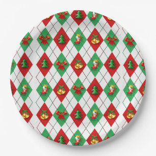 Weihnachts-Karoprint-Tartan-Papierplatten Pappteller