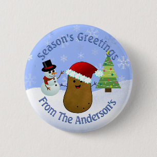 Weihnachts-Kartoffel Persönliche Weihnachtsgrüße Button