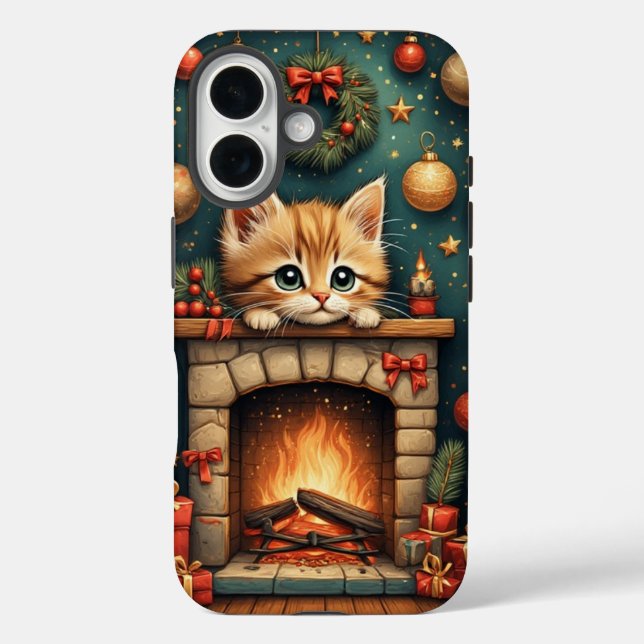 Weihnachts Kätzchen  iPhone 16 Hülle (Rückseite)