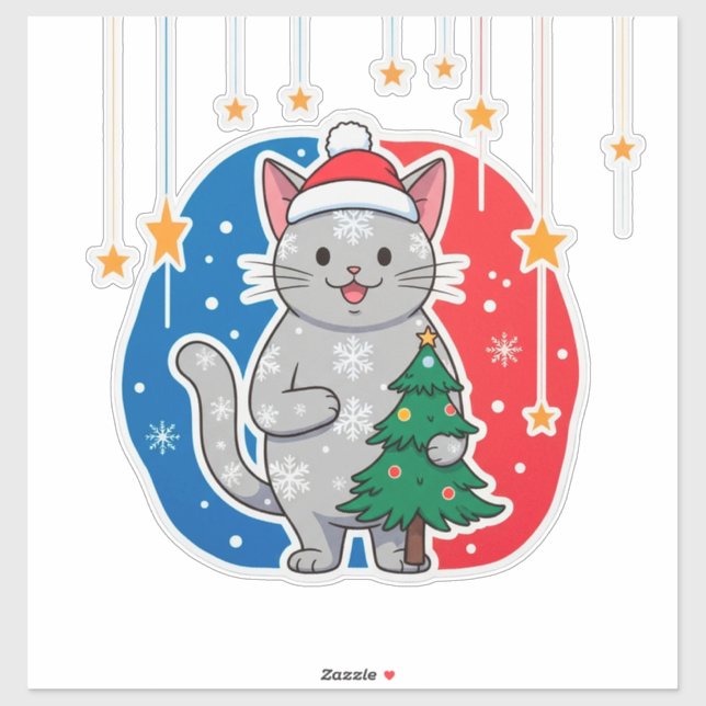 🎄 Weihnachts-Katzenbaum-Dekoration für Katzenlieb Aufkleber (Blatt)