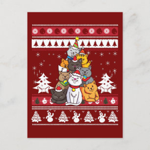 Weihnachts-Katzenbaum Postkarte