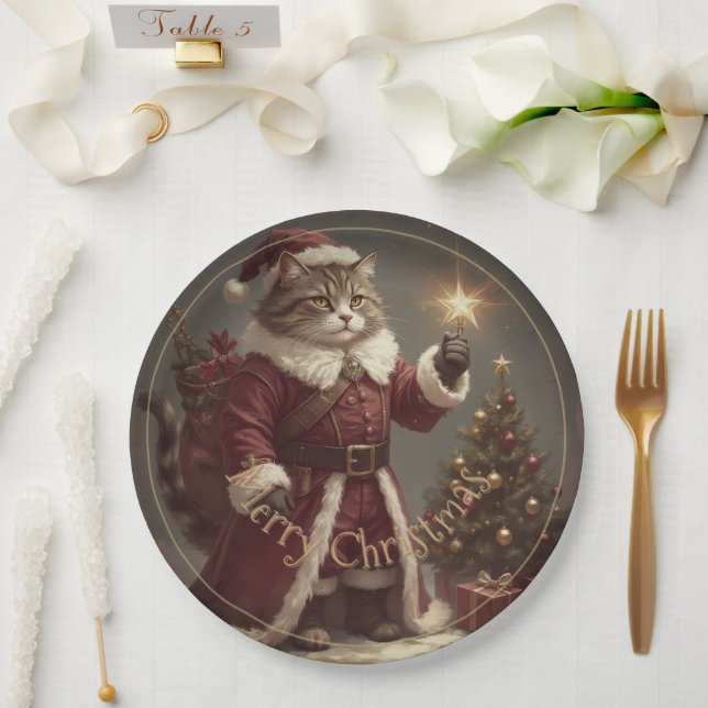 Weihnachts-Katzenurlaub entworfen Pappteller (Hochzeit)
