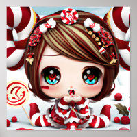 Weihnachts Kawaii Baby mit Süßigkeiten und hellen 