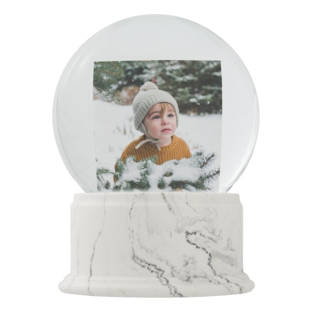 Weihnachts-Keepake-Kind Foto Ihre Nachricht Schneekugel (Vorderseite)